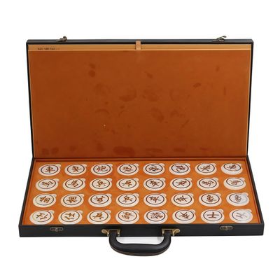 Natural Crystal Jade Chinese Chess, Xiangqi Gift Set - Travel Games Sets with Board Games Gift, Xiang Qi Game & Pieces, Chinese Decor & Gifts, Chinese New Year Decor