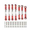 144001 144002 144010 124007 124016 124017 124019 Metal Tie Rod Linkage Set Front Rear Servo Link Rod Compatible with RC Car Upgrade Parts(Red) view 1