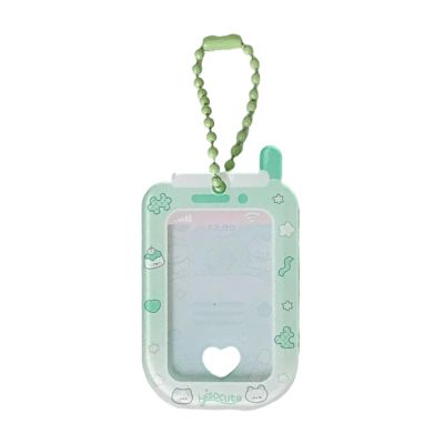1Inch Card Holder Pendants Acrylic Phone Shape Korean Photocard Protective Sleeve Card Case Student Campus Bag Charm Organizers