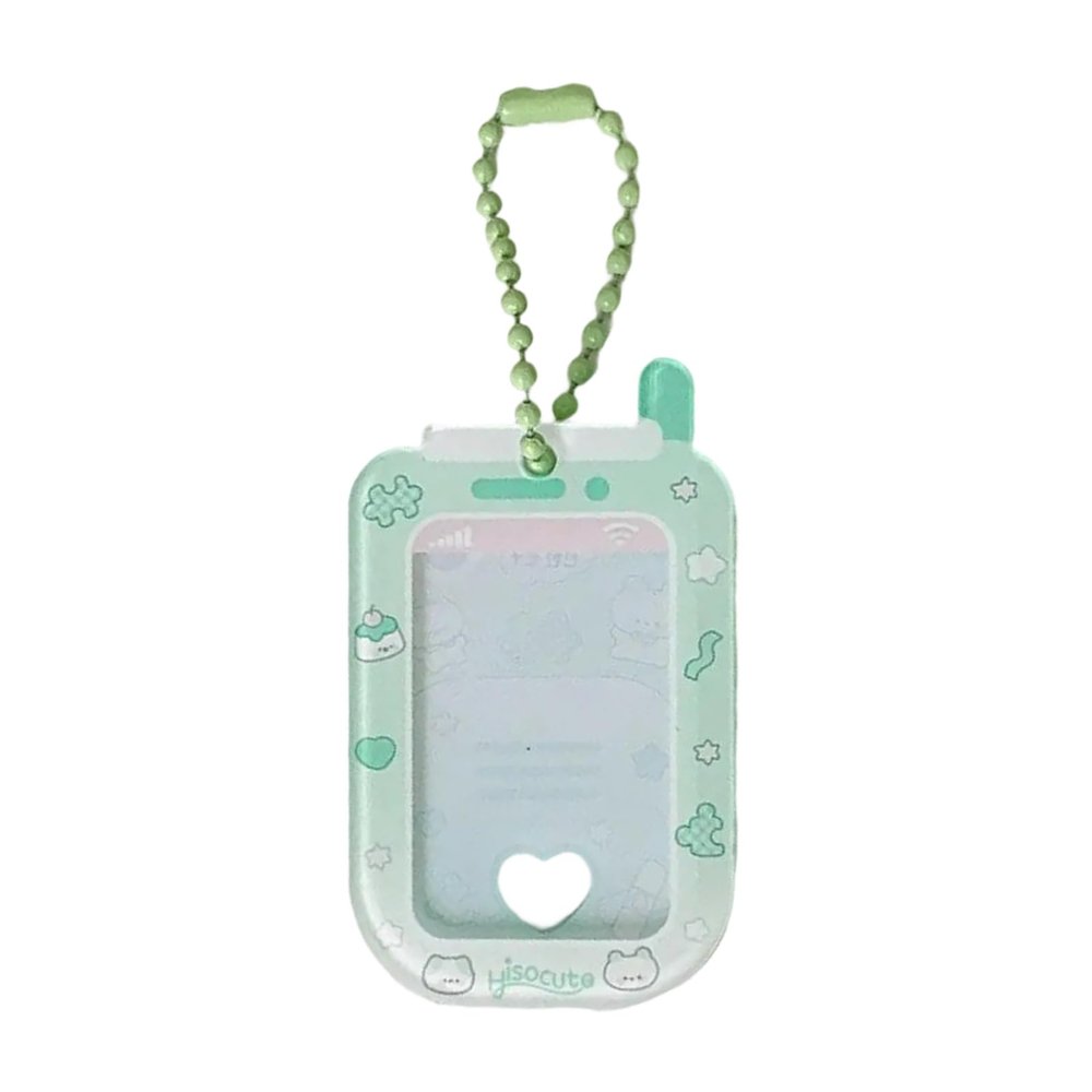 1Inch Card Holder Pendants Acrylic Phone Shape Korean Photocard Protective Sleeve Card Case Student Campus Bag Charm Organizers