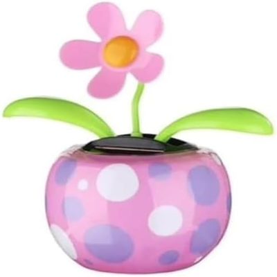 Pink Solar Dancing Solar Powered Dancing Pink Flower in Colorful Shape Flip Flap Animated Bobblehead Dancer Window Sun Catcher Car Dashboard Decor Solar Power Kits, Decorations