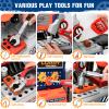 Kids Tool Bench with Electric Drill and Power Miter Saw, Construction Workbench Toys for Boys Age 3 4 5 6 7 8, Toddler Realistic Tools Table Playset, Tool Box Set, Christmas Birthday Gift for Kids 3-5 view 4