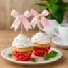 12 Pcs Bow Cupcake Toppers Cake Topper Appetizer Skewers and Bamboo Toothpicks with Pink Bow Coquette Birthday Party Decor Baby Shower Favors view 3