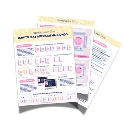 American Mahjong Basics Visual Guide, Laminated Guide, Tile Overview, Charleston Helper, General Rules + Strategies