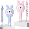 2 Pcs Teething Toys for Baby, Silicone Bunny Teether Toy for Teething Relief, Baby Chew Toys Sore Gums, Teethers 0-6 Months Gift view 1