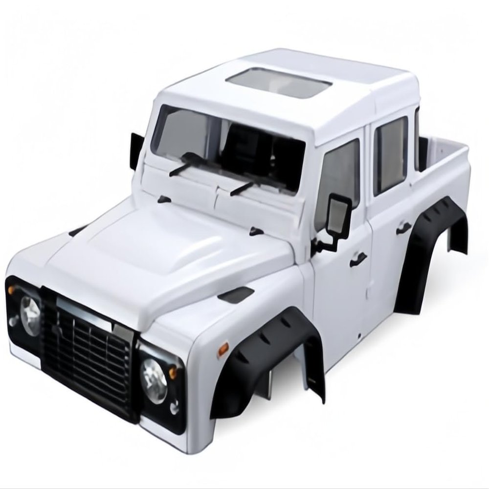 1/10 RC Land Rover Defender Pickup Hard Body Shell Kit-313mm Wheelbase Pickup Body for Axial SCX10 90046 TRX4 CC01 Capra RC Crawler Car (White)