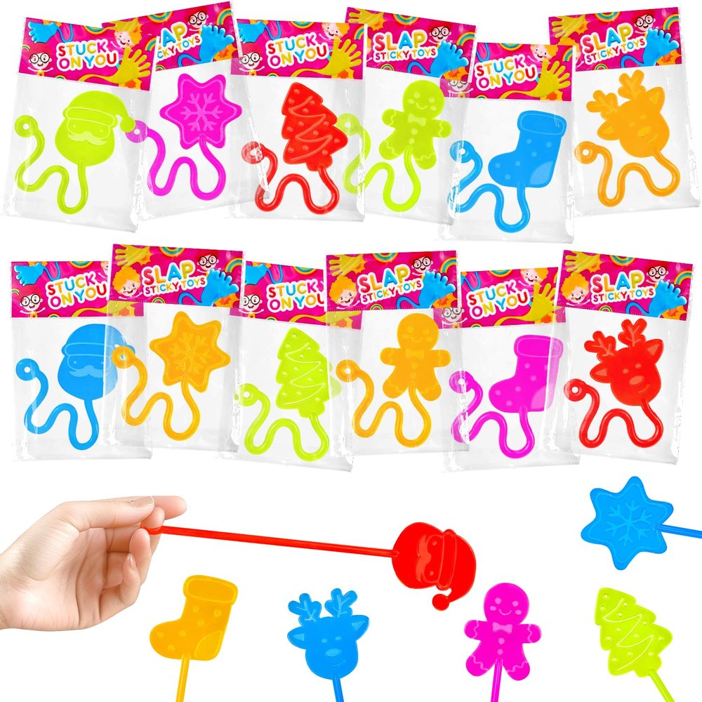 100 PCS Bulk Holiday Sticky Hands Toys Gifts for Toddlers, Valentines Party Favors Supplies Goodie Treat Bag Stuffers Fillers for Kids, Winter School Classroom Carnival Birthday Giveaways for Students