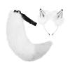 Merkaunis 2 Pcs White Wolf Ears and Tail, Cat Fox Wolf Tail and Ears Set, Faux Fox Ears and Tail for Halloween, Theme Party, Halloween Party Costume Accessories Cosplay (Off-White) view 1