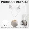Merkaunis 2 Pcs White Wolf Ears and Tail, Cat Fox Wolf Tail and Ears Set, Faux Fox Ears and Tail for Halloween, Theme Party, Halloween Party Costume Accessories Cosplay (Off-White) view 3