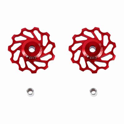 2pcs Ceramic Pulley Guide Roller for Off - Road Riding | CNC Aluminum Alloy & Oxidation - Proof | Smooth Ball Bearings | Fits 7 / 8 / 9 / 10 Speed Derailleurs (11T)