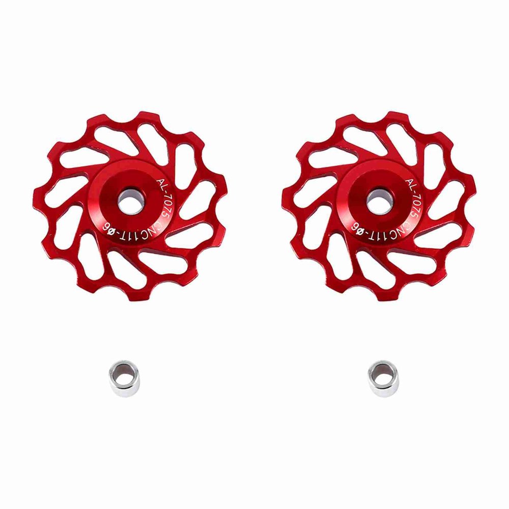2pcs Ceramic Pulley Guide Roller for Off - Road Riding | CNC Aluminum Alloy & Oxidation - Proof | Smooth Ball Bearings | Fits 7 / 8 / 9 / 10 Speed Derailleurs (11T)