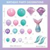 106pcs Mermaid Balloon Garland Arch Kit with Giant Foil Tail & 3 Seashells, 18/12/10/5 Inch Metallic Purple Teal Pastel Pink Latex for Girls Birthday, Under the Sea Baby Shower Decorations view 2