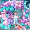 106pcs Mermaid Balloon Garland Arch Kit with Giant Foil Tail & 3 Seashells, 18/12/10/5 Inch Metallic Purple Teal Pastel Pink Latex for Girls Birthday, Under the Sea Baby Shower Decorations view 4