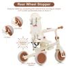 7 in 1 Baby Tricycle,Foldable Toddler Tricycle with Removable and Adjustable Parent Handle,Toddler Push Bike with Removable Pedal,Canopy and Guardrail,Tricycle for 12-72 Months,Ivory and Brown view 4