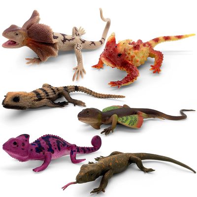 BIROHOSR Realistic Squishy Lizard Toys - Fake Stretchy Rubber Reptiles for Pranks & Props, Party Decoration Figurines Set (6 PCS)