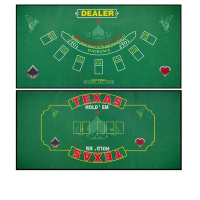 WaLiken 2-in-1 Tabletop Poker Felt 36x72 Texas Holdem Mat and Blackjack Mat Double-Sided Design Poker Felt Table Cover Rectangle-Red (Green)