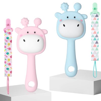 2 Pcs Teething Toys for Baby, Silicone Giraffe Teether Toy for Teething Relief, Baby Chew Toys Sore Gums, Teethers 0-6 Months Gift