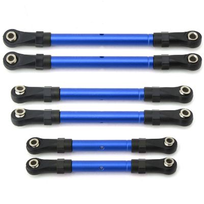 Adjustable Front & Rear Pull Rod Link Tie Rod Steering Rod for Traxxas Hoss/Slash/Rustler 4WD RC Car Upgrade Parts(Blue)