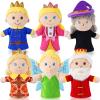 6 Pcs Castle Hand Puppets Fairy Tales Queen & King, Princess & Prince, Elf & Witch Plush Toys Role-Play Toy Puppets for Kids Storytelling Imaginative Pretend Play Teaching Preschool(6 Cartoon) view 1