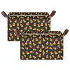 ALAZA Candy Polka Dot Halloween Rectangular Closet Storage Box Storage Bin Basket Storage Cube with Leather Handles Nursery Storage Laundry Hamper 2 Piece view 2