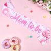 Cheereveal Donut Baby Shower Party Decorations, Pink Mom To Be Sash Dad To Be Corsage Pins, White Flower Crown, Donut Theme Baby Sprinkle Gender Reveal Pregnancy Parents Party Favors view 3