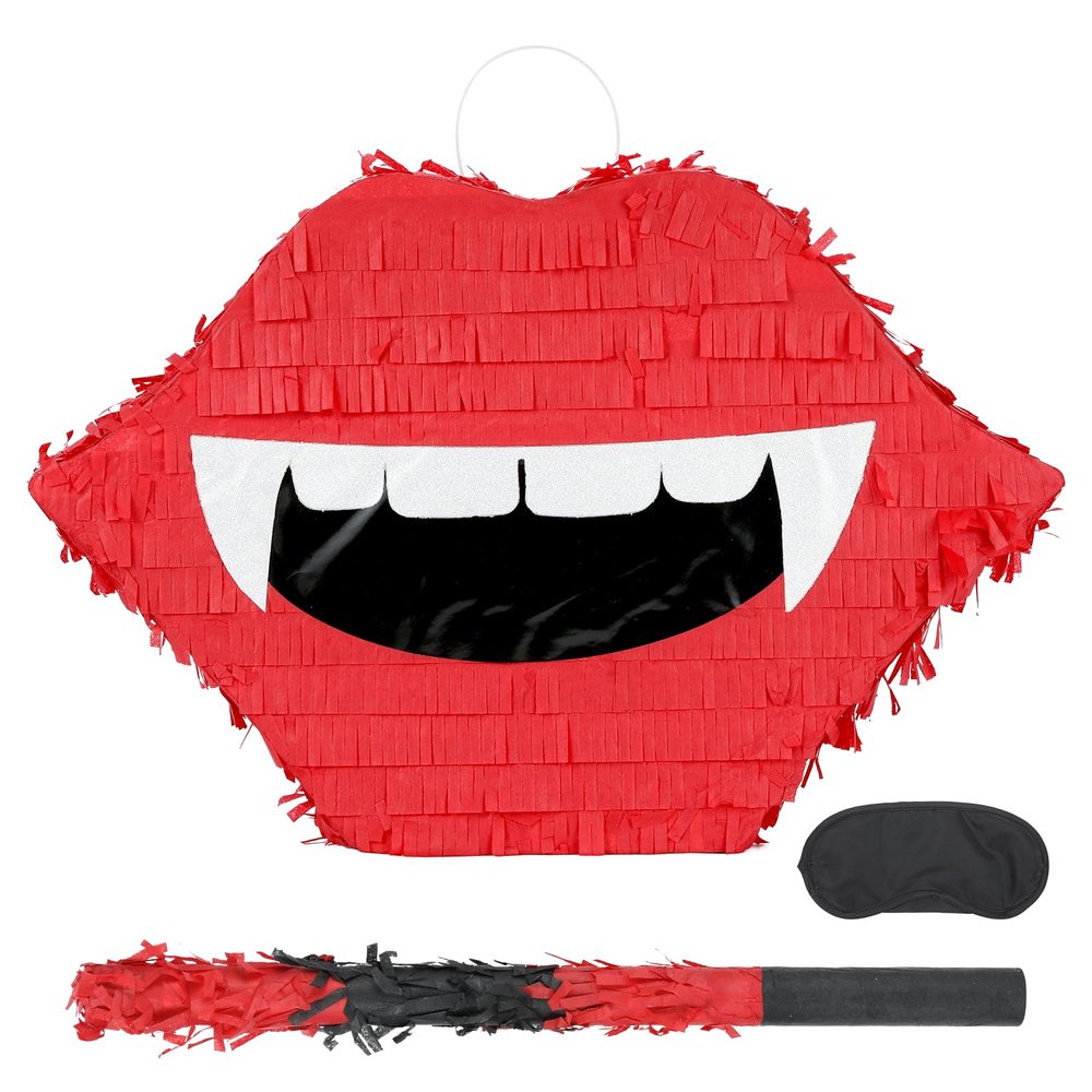 Birchio Vampire Pinatas Bundle with a Blindfold and Bat (16x12.5x4 Inches), Perfect for Theme Decoration, Games, Birthday