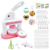 3 in 1 Badge Maker Machine with 78 pcs Button Partse & 36 Sticker,Fridge Magnets Keychains Pin Badges with Circle Cutter Kits,Badge Button Press Machine Kit for Kids (Pink) view 1