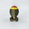 3D Printed Desktop Decorative Bomb Model, Military Green with Yellow and Red Accents, 3.15 x 1.97 inches view 1