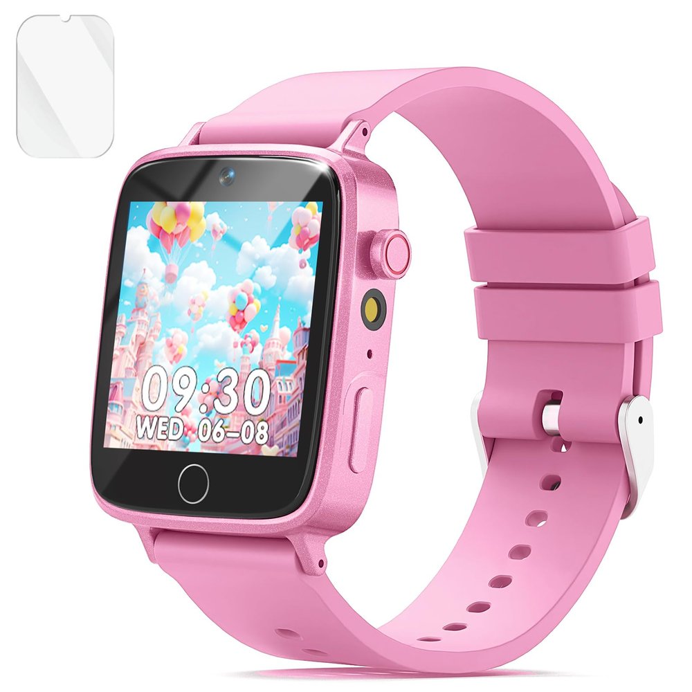 NBKLS Kids Smart Watch for Girls with 1.54" HD Touch Screen, Selfie Camera & Video, 26 Puzzle Games, Flashlight, Music Player, Pedometer, Kids Watch Birthday for Girls Ages 3-12