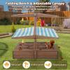 Agitree Kids Wooden Outdoor Sandbox with CoverSand Boxes with Canopy and Foldable Storage Bench Seats, Sand Table with Protection Bottom Liner,Kids Play Equipment for Outdoor(47X47Inch Brown) view 2