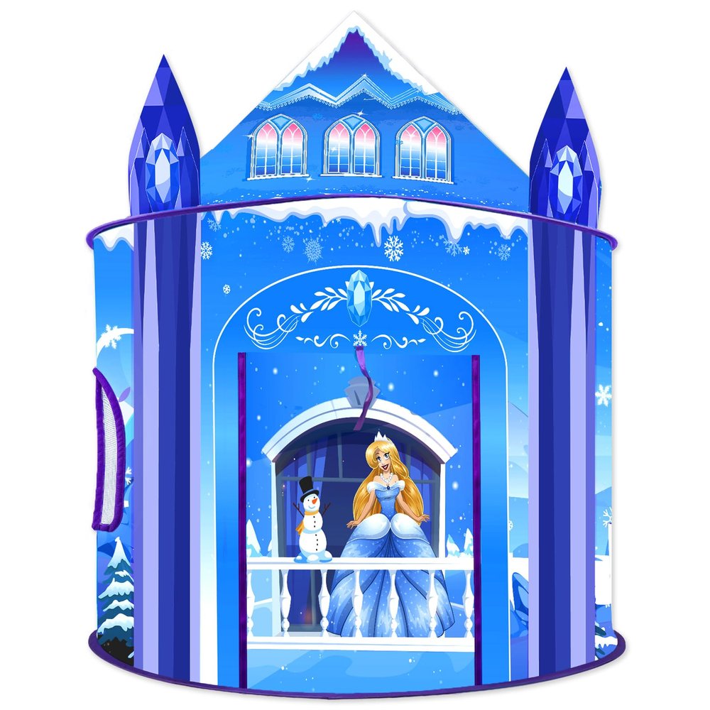 Princess Play Tent for Girls Ice Castle Imaginative Fairy Tale Pretend Game Playhouse Indoor Outdoor Pop Up Kids Tent Toy Gift for Children Toddlers Festival Birthday Party