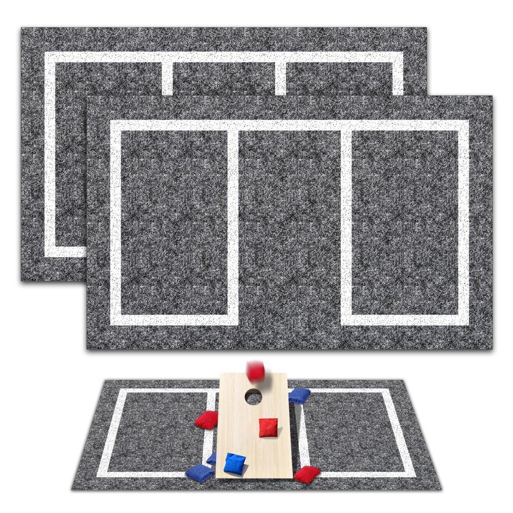2 pcs 5 x 8 FT Cornhole Mat Durable Cornhole Pitch Pads with Waterproof Backing Felt Surface for Board Stability & Toss Bag Protection Outdoor Playing Surface for Backyard Tailgating & Lawn Games