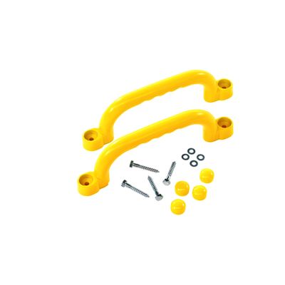 2Pcs Playground Handle Kit, Plastic Yellow Playhouse Grab Handle Climbing Frame Grips with Screws, Park Treehouse Swing Accessories