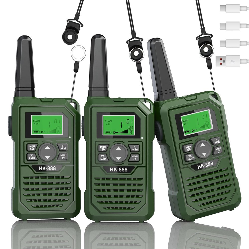 BUKEWIT Walkie Talkies for Kids 3 Pack,3 Miles Rechargeable Kids Walkie Talkies to Camping,22 Channels/NOAA Weather Alert/VOX Function & LED Flashligh for 6-12 Years Old Boys Girls Xmas Birthday