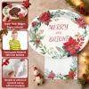 100Pcs Heavy Duty Oval Christmas Paper Plates and Napkins Set, 12 inch Large Poinsettia Christmas Dinner Plates Disposable Party Set, Merry & Bright Floral Dinnerware for Holiday Xmas Party Supplies view 3