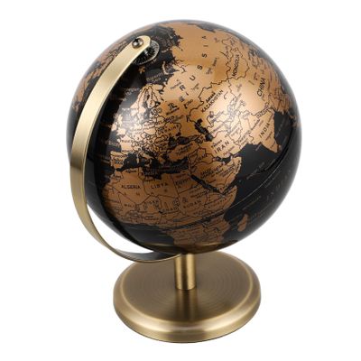 Milisten Vintage European Rotating Earth Globe Decorative Desk Ornament with Antique Black Gold Bronze Stand Elegant Desktop Decoration for Home and Office Low Maintenance Stylish Globe