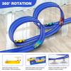 16 Ft Flexible Race Car Ramp Track for Kids Toy with Suction Cups, Compatible with Diecast 1/64th Cars, Rolls Up Portable Racetrack Party Favor Gifts for Boys Ages 3-10 Year Old (Racing Blue) view 2