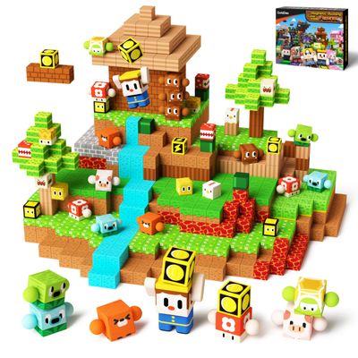 GobiDex 108PCS Magnetic Building Blocks with Rotatable Figures and Animals, Kids Game-Based STEM Learning Educational Sensory Toys for Boys and Girls, Great for Birthday Gifts