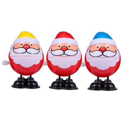 BESPORTBLE 3PCS Christmas Wind Up for Assorted Santa Claus Walking Clockwork Spring Powered Playset Colorful Holiday Party Favors for Boys Random Color