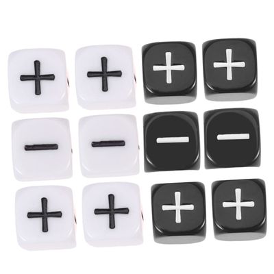 BESPORTBLE 12Pcs Six Sided Dice with Plus Signs Black and White Counting Dice for Party Games Tabletop Fun Lightweight and Accessories