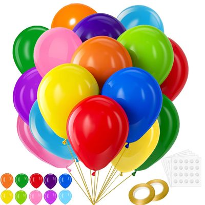 100PCS 12 Inch Rainbow Latex Balloons, Assorted Colors Party Balloons Bulk Pack for Birthday Decorations, Baby Shower, Wedding & Festival Party Supplies