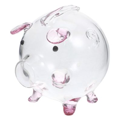 Abaodam Clear Borosilicate Glass Piggy Bank for Boys Transparent Coin Storage Jar Cute Cartoon Pig Design Household Savings Bank with Capacity