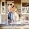 104" Extra Wide Dog Gate, Heavy Duty Metal Freestanding Dog Gate with Door for Indoor & Outdoor, Foldable Pet Fence for Doorways,House,Porch,Deck,Yard,Stairs, Auto Close(4 Panels,White) view 1