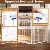 104" Extra Wide Dog Gate, Heavy Duty Metal Freestanding Dog Gate with Door for Indoor & Outdoor, Foldable Pet Fence for Doorways,House,Porch,Deck,Yard,Stairs, Auto Close(4 Panels,White) view 3