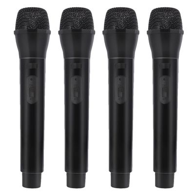 HANABASS Fake Microphone Toy for Kids, 4pcs Pretend Play Mics, Simulated Speech Practice for Karaoke, Stage Costume Prop, Birthday Party, Black, 9. 05 Inch