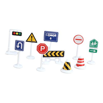 Healifty 10pcs Miniature Traffic Sign Road Barricade Models for Educational Street Tools Compatible with Construction Vehicle