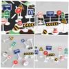 Healifty 10pcs Miniature Traffic Sign Road Barricade Models for Educational Street Tools Compatible with Construction Vehicle view 3
