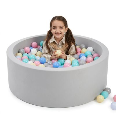 Foam Baby Ball Pit, 35.4" x 11.8" Ball Pits for Toddlers, Soft Round Baby Playpen Ball Pool for Kids, Memory Foam, Ideal Gift for Babies Indoor and Outdoor Game, Grey (Balls Not Included)