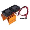 Alomejor ESC Motor Dual Fan Set Aluminum Plastic ESC Cooling Fan Set for Slash 4x4 Rustler Hoss Velineon (Gold) view 1