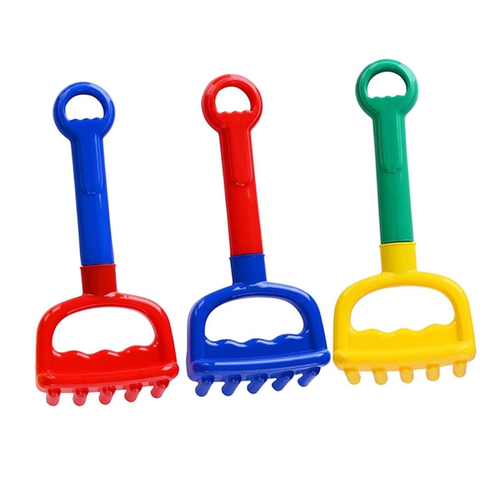 Abaodam 3pcs Sand Rake Bright Plastic Beach Sand for Lightweight and Safe Outdoor Play Tools Yellow